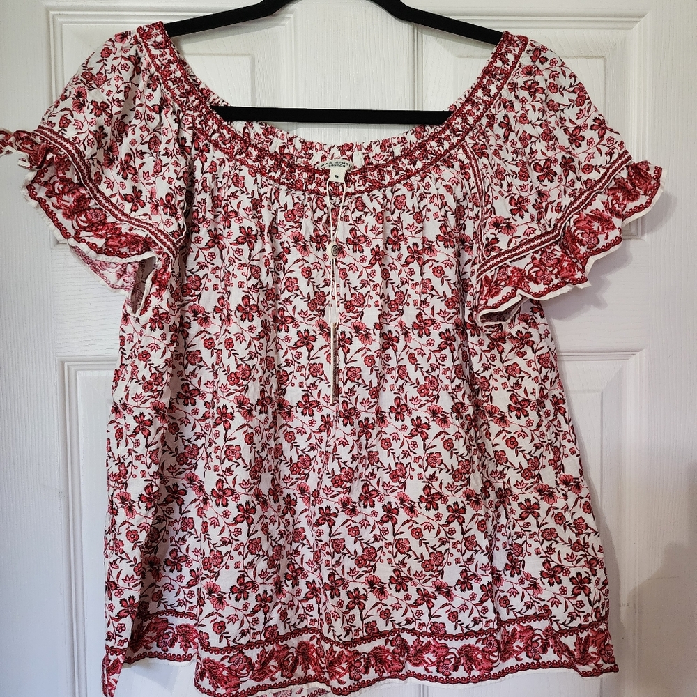 Max Studio ☆ Floral Off-Shoulder Top - Red and White. NWT